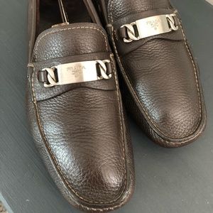 Men’s Prada loafers in deep brown leather
